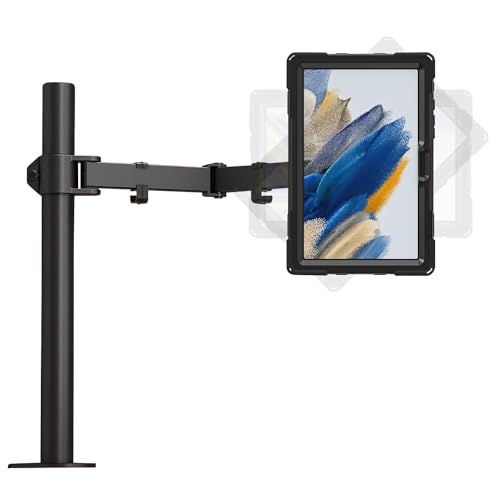 B2Bworkplace Tablethalterung kompatibel mit Samsung Galaxy Tab A8 - Tisch Tablet Halte mit Abnehmbarer Schutzhülle - höhenverstellbar & drehbar