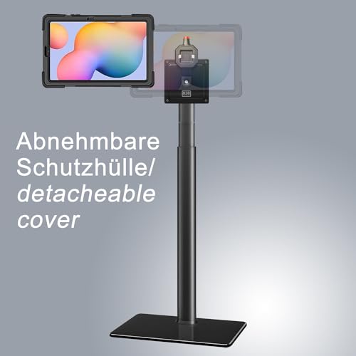 B2Bworkplace Bodenständer kompatibel mit Samsung Galaxy Tab S6 Lite - Tablethalterung mit Abnehmbarer Schutzhülle - höhenverstellbar & drehbar