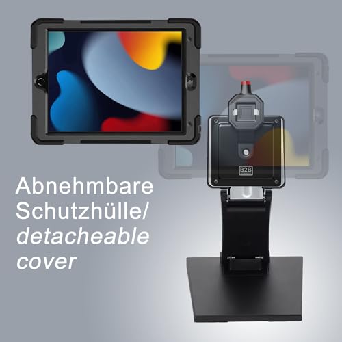 B2Bworkplace Tischständer kompatibel mit Apple iPad 10,2" iPad (9. Generation) - Tablethalterung mit Abnehmbarer Schutzhülle - höhenverstellbar & drehbar