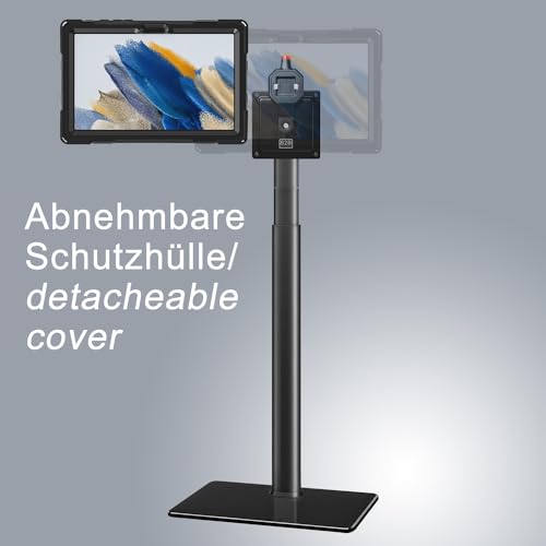 B2Bworkplace Bodenständer kompatibel mit Samsung Galaxy Tab A8 - Tablethalterung mit Abnehmbarer Schutzhülle - höhenverstellbar & drehbar