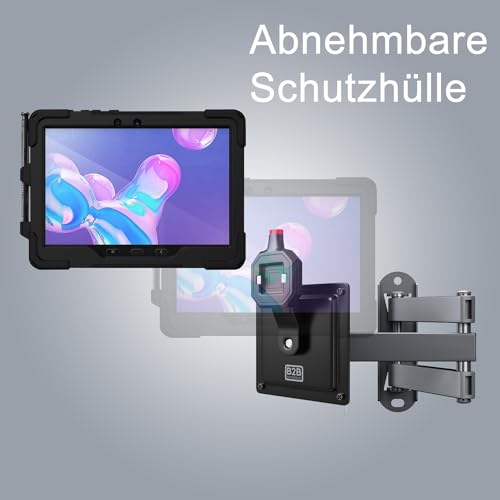 B2Bworkplace Wandhalterung kompatibel mit Samsung Galaxy Tab Active 4 Pro - Tablet Halterung mit Abnehmbarer Schutzhülle - mit Schwenkarm und drehbar