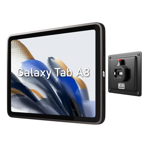 B2Bworkplace Tablet Halterung Wand kompatibel mit Samsung Galaxy Tab A8 - inkl. Schutzhülle passgenau - vertikal & horizontal - flach - Schnellverschluss - Tablet Wandbefestigung Halter