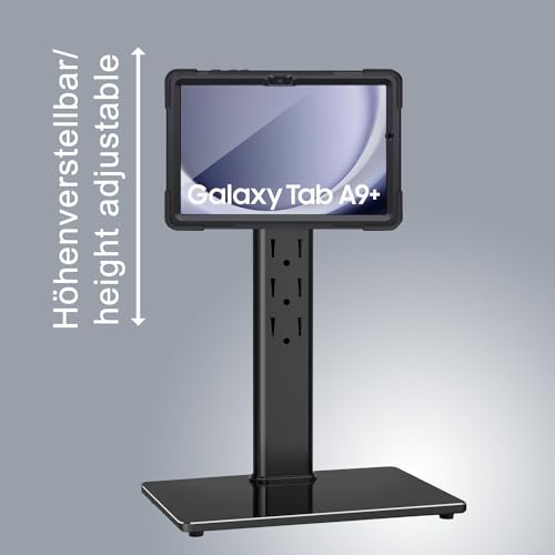 B2Bworkplace Tischständer kompatibel mit Samsung Galaxy Tab A9+ - Tablethalterung mit Abnehmbarer Schutzhülle - höhenverstellbar & drehbar