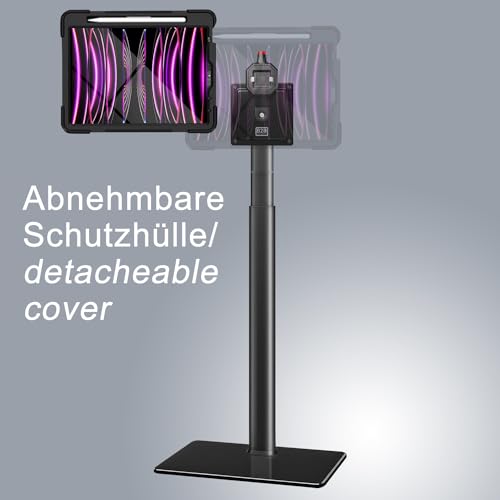 B2Bworkplace Bodenständer kompatibel mit Apple iPad Pro 12.9 - Tablethalterung mit Abnehmbarer Schutzhülle - höhenverstellbar & drehbar