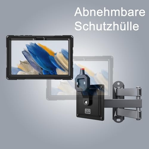 B2Bworkplace Wandhalterung kompatibel mit Samsung Galaxy Tab A8 - Tablet Halterung mit Abnehmbarer Schutzhülle - mit Schwenkarm und drehbar