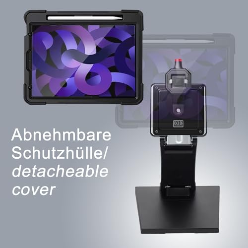 B2Bworkplace Tischständer kompatibel mit Apple iPad Air 11" (6./5./4. Generation)- Tablethalterung mit abnehmbarer Schutzhülle - höhenverstellbar & drehbar