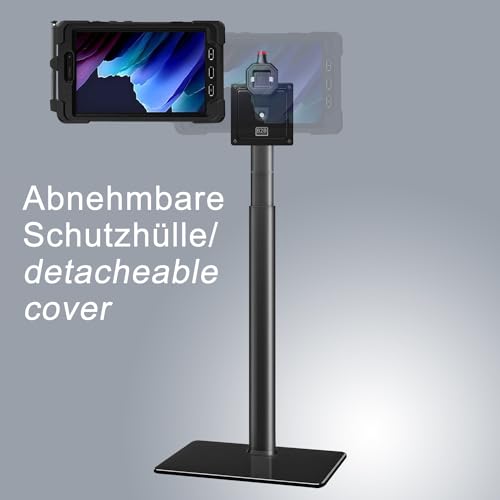 B2Bworkplace Bodenständer kompatibel mit Samsung Galaxy Tab Active 5 - Tablethalterung mit Abnehmbarer Schutzhülle - höhenverstellbar & drehbar