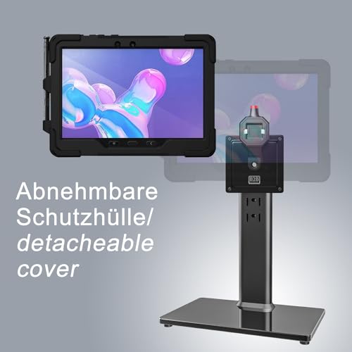 B2Bworkplace Tischständer kompatibel mit Samsung Galaxy Tab Active 4 Pro - Tablethalterung mit abnehmbarer Schutzhülle - höhenverstellbar & drehbar