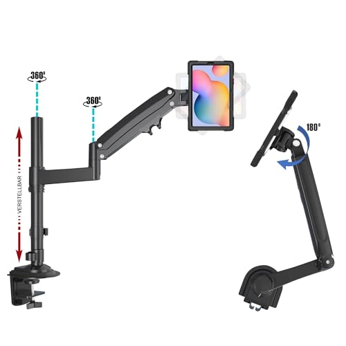 B2Bworkplace Tablethalterung kompatibel mit Samsung Galaxy Tab S6 Lite - Tisch Tablet Halte mit Abnehmbarer Schutzhülle - höhenverstellbar & drehbar