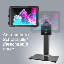 Laden Sie das Bild in den Galerie-Viewer, B2Bworkplace Tischständer kompatibel mit Microsoft Surface Go 2/3/4 - Tablethalterung mit Abnehmbarer Schutzhülle - höhenverstellbar &amp; drehbar