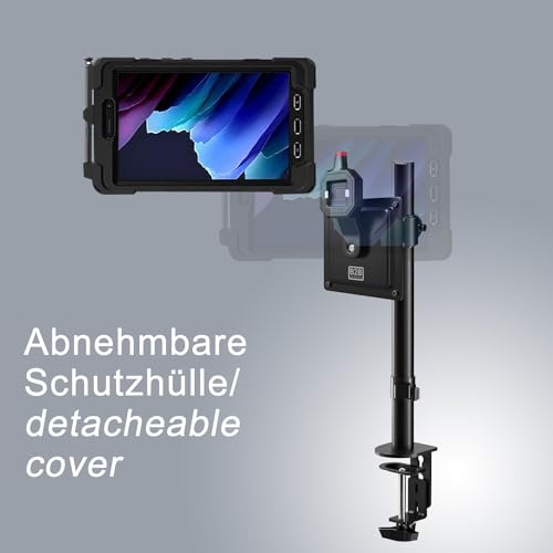 B2Bworkplace Tablethalterung kompatibel mit Samsung Galaxy Tab Active 5 - Tisch Tablet Halte mit Abnehmbarer Schutzhülle - höhenverstellbar & drehbar