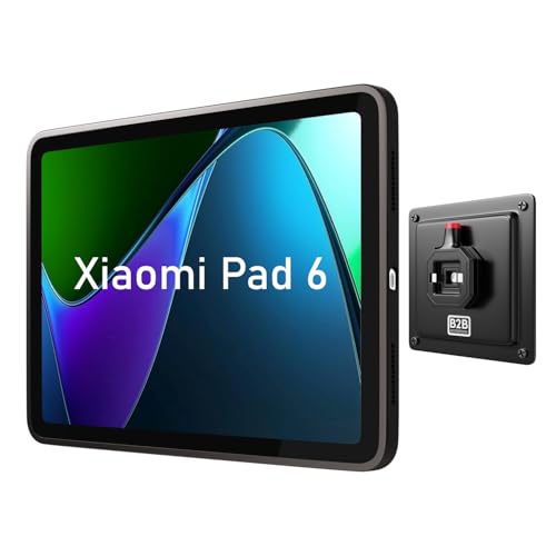 B2Bworkplace Tablet Halterung Wand kompatibel mit Xiaomi Pad 6 - inkl. Schutzhülle passgenau - vertikal & horizontal - flach - Schnellverschluss - Tablet Wandbefestigung Halter