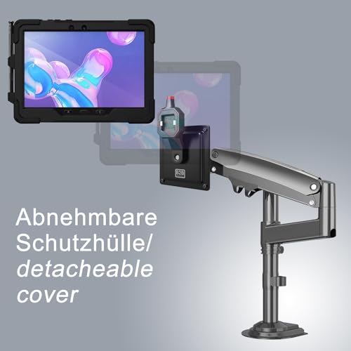 B2Bworkplace Tablethalterung kompatibel mit Samsung Galaxy Tab Active 4 Pro - Tisch Tablet Halte mit Abnehmbarer Schutzhülle - höhenverstellbar & drehbar