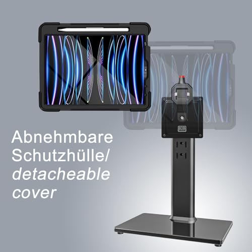 B2Bworkplace Tischständer kompatibel mit Apple iPad Pro 11 - Tablethalterung mit Abnehmbarer Schutzhülle - höhenverstellbar & drehbar