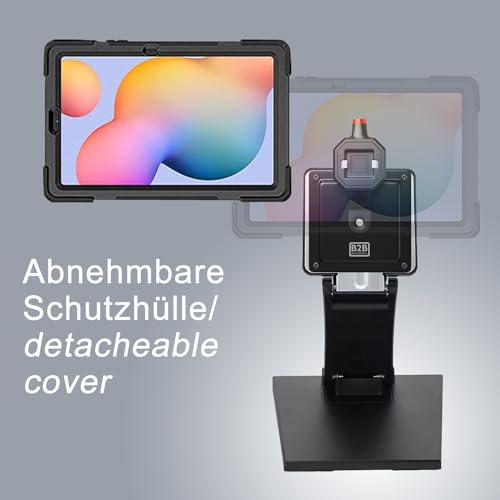 B2Bworkplace Tischständer kompatibel mit Samsung Galaxy Tab S6 Lite - Tablethalterung mit Abnehmbarer Schutzhülle - höhenverstellbar & drehbar