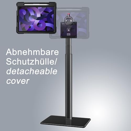 B2Bworkplace Bodenständer kompatibel mit Apple iPad Air 11" (6./5./4. Generation) - Tablethalterung mit abnehmbarer Schutzhülle - höhenverstellbar & drehbar