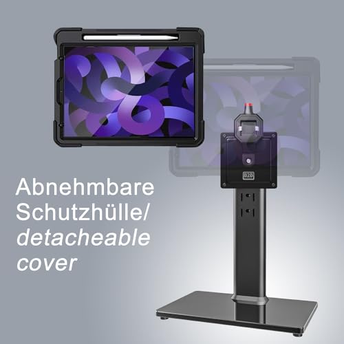 B2Bworkplace Tischständer kompatibel mit Apple iPad Air 11" (6./5./4. Generation) - Tablethalterung mit abnehmbarer Schutzhülle - höhenverstellbar & drehbar