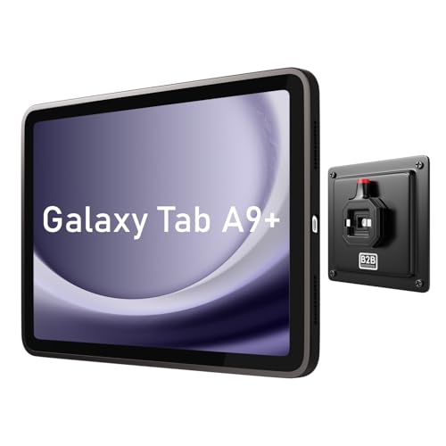 B2Bworkplace Tablet Halterung Wand kompatibel mit Samsung Galaxy Tab A9+ - inkl. Schutzhülle passgenau - vertikal & horizontal - flach - Schnellverschluss - Tablet Wandbefestigung Halter