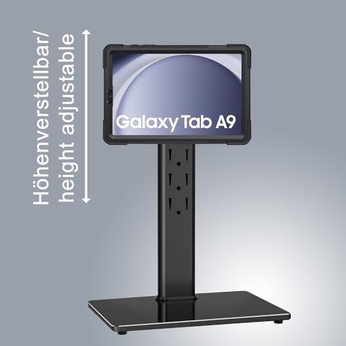 B2Bworkplace Tischständer kompatibel mit Samsung Galaxy Tab A9 - Tablethalterung mit Abnehmbarer Schutzhülle - höhenverstellbar & drehbar