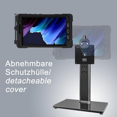 B2Bworkplace Tischständer kompatibel mit Samsung Galaxy Tab Active 5 - Tablethalterung mit Abnehmbarer Schutzhülle - höhenverstellbar & drehbar