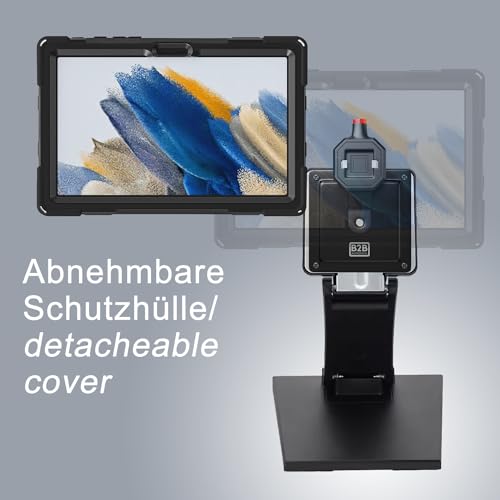 B2Bworkplace Tischständer kompatibel mit Samsung Galaxy Tab A8 - Tablethalterung mit Abnehmbarer Schutzhülle - höhenverstellbar & drehbar