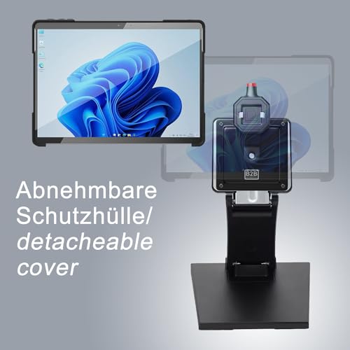 B2Bworkplace Tischständer kompatibel mit Microsoft Surface Pro 9 - Tablethalterung mit Abnehmbarer Schutzhülle - höhenverstellbar & drehbar