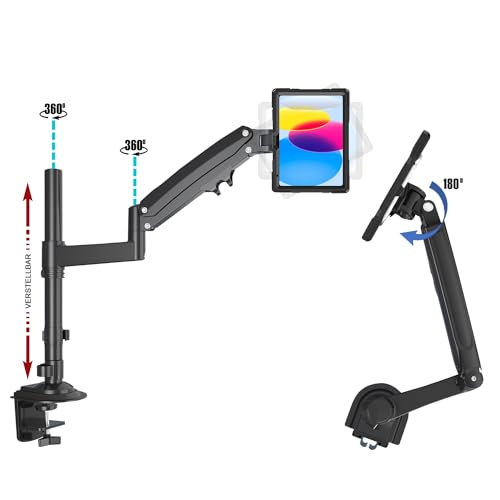 B2Bworkplace Tablethalterung kompatibel mit Apple iPad 10,9" iPad (10. Generation) - Tisch Tablet Halte mit Abnehmbarer Schutzhülle - höhenverstellbar & drehbar