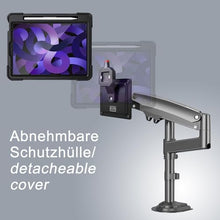 Laden Sie das Bild in den Galerie-Viewer, B2Bworkplace Tablethalterung kompatibel mit Apple iPad Air 11&quot; (6./5./4. Generation) - Tisch Tablet Halte mit abnehmbarer Schutzhülle - höhenverstellbar &amp; drehbar