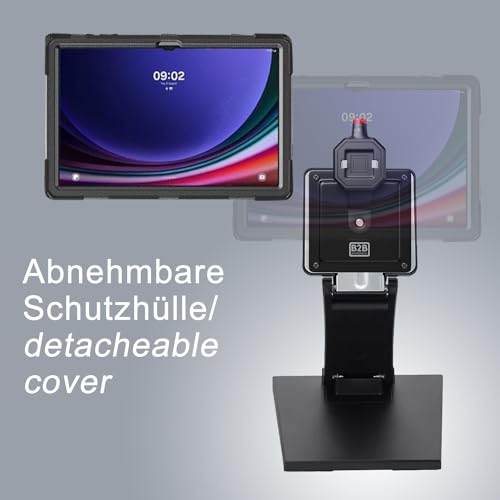 B2Bworkplace Tischständer kompatibel mit Samsung Galaxy Tab S9 Ultra - Tablethalterung mit Abnehmbarer Schutzhülle - höhenverstellbar & drehbar