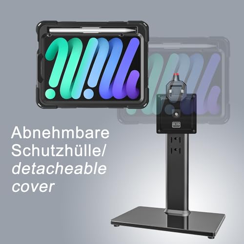 B2Bworkplace Tischständer kompatibel mit Apple iPad Mini 6 (2021) - Tablethalterung mit Abnehmbarer Schutzhülle - höhenverstellbar & drehbar