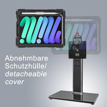 Laden Sie das Bild in den Galerie-Viewer, B2Bworkplace Tischständer kompatibel mit Apple iPad Mini 6 (2021) - Tablethalterung mit Abnehmbarer Schutzhülle - höhenverstellbar &amp; drehbar