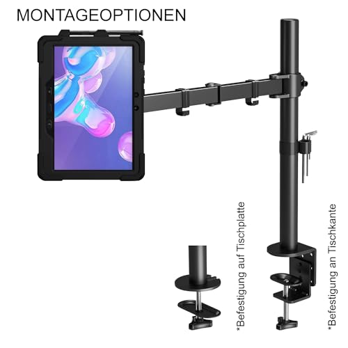 B2Bworkplace Tablethalterung kompatibel mit Samsung Galaxy Tab Active 4 Pro - Tisch Tablet Halte mit Abnehmbarer Schutzhülle - höhenverstellbar & drehbar