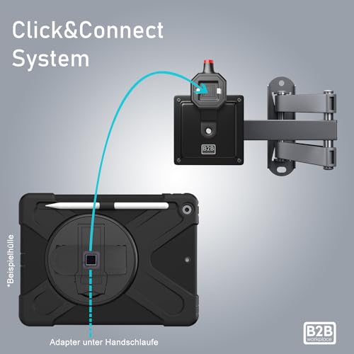 B2Bworkplace Wandhalterung kompatibel mit Apple iPad 10,9" iPad (10. Generation) - Tablet Halterung mit Abnehmbarer Schutzhülle - mit Schwenkarm und drehbar