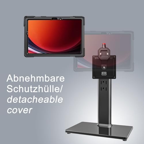 B2Bworkplace Tischständer kompatibel mit Samsung Galaxy Tab S9 - Tablethalterung mit Abnehmbarer Schutzhülle - höhenverstellbar & drehbar