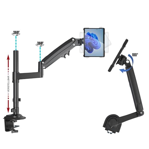 B2Bworkplace Tablethalterung kompatibel mit Microsoft Surface Pro 8 - Tisch Tablet Halte mit Abnehmbarer Schutzhülle - höhenverstellbar & drehbar