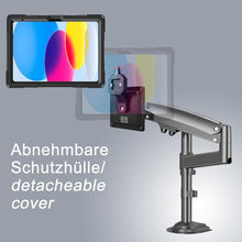 Laden Sie das Bild in den Galerie-Viewer, B2Bworkplace Tablethalterung kompatibel mit Apple iPad 10,9&quot; iPad (10. Generation) - Tisch Tablet Halte mit Abnehmbarer Schutzhülle - höhenverstellbar &amp; drehbar