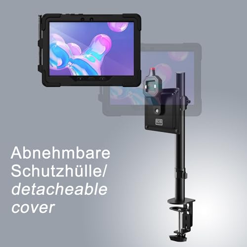 B2Bworkplace Tablethalterung kompatibel mit Samsung Galaxy Tab Active 4 Pro - Tisch Tablet Halte mit Abnehmbarer Schutzhülle - höhenverstellbar & drehbar