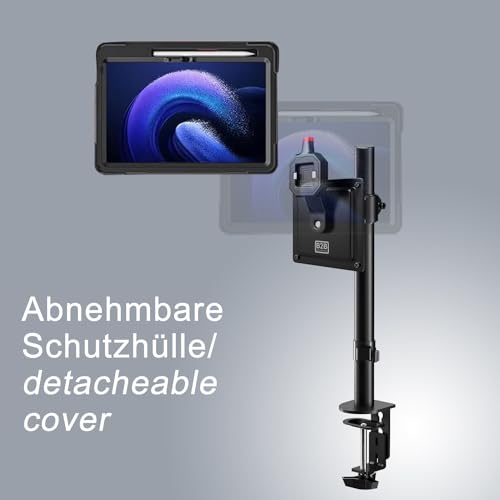 B2Bworkplace Tablethalterung kompatibel mit Xiaomi Pad 6 - Tisch Tablet Halte mit Abnehmbarer Schutzhülle - höhenverstellbar & drehbar