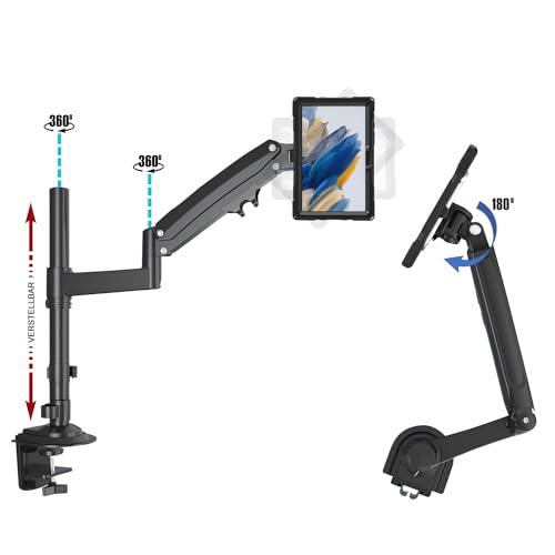 B2Bworkplace Tablethalterung kompatibel mit Samsung Galaxy Tab A8 - Tisch Tablet Halte mit Abnehmbarer Schutzhülle - höhenverstellbar & drehbar