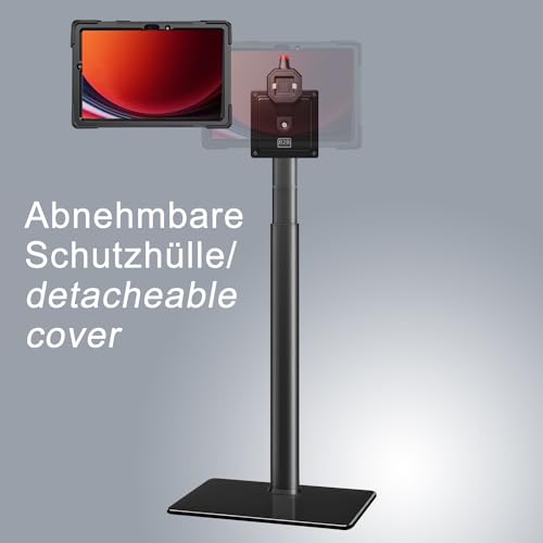 B2Bworkplace Bodenständer kompatibel mit Samsung Galaxy Tab S9 - Tablethalterung mit Abnehmbarer Schutzhülle - höhenverstellbar & drehbar