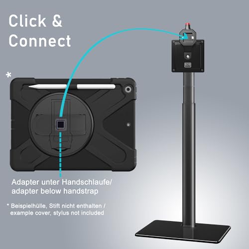 B2Bworkplace Bodenständer kompatibel mit Samsung Galaxy Tab A9+ - Tablethalterung mit Abnehmbarer Schutzhülle - höhenverstellbar & drehbar