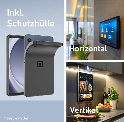 B2Bworkplace Tablet Halterung Wand kompatibel mit Samsung Galaxy Tab S9+ / S9 FE+ - inkl. Schutzhülle passgenau - vertikal & horizontal - flach - Schnellverschluss - Tablet Wandbefestigung Halter