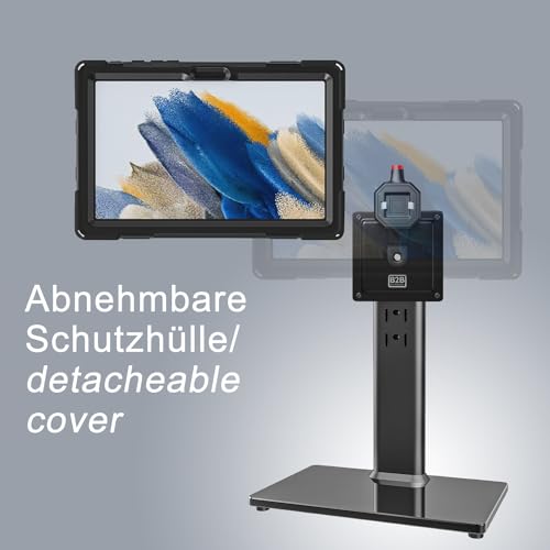 B2Bworkplace Tischständer kompatibel mit Samsung Galaxy Tab A8 - Tablethalterung mit Abnehmbarer Schutzhülle - höhenverstellbar & drehbar