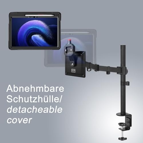 B2Bworkplace Tablethalterung kompatibel mit Xiaomi Pad 6 - Tisch Tablet Halte mit Abnehmbarer Schutzhülle - höhenverstellbar & drehbar