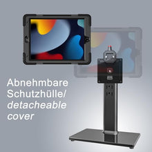 Laden Sie das Bild in den Galerie-Viewer, B2Bworkplace Tischständer kompatibel mit Apple iPad 10,2&quot; iPad (9. Generation) - Tablethalterung mit Abnehmbarer Schutzhülle - höhenverstellbar &amp; drehbar