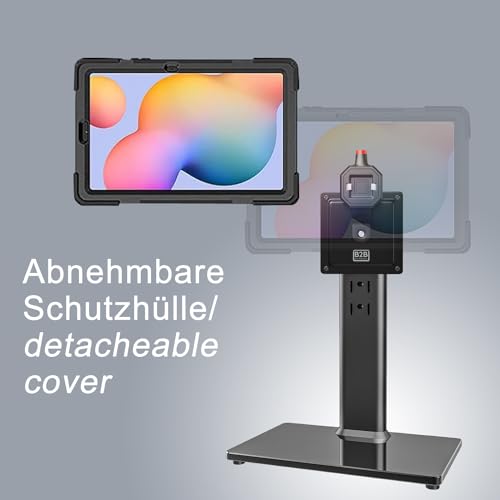 B2Bworkplace Tischständer kompatibel mit Samsung Galaxy Tab S6 Lite - Tablethalterung mit Abnehmbarer Schutzhülle - höhenverstellbar & drehbar