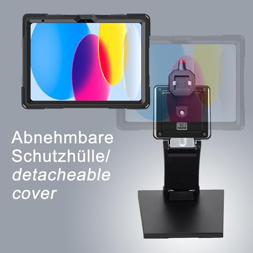 B2Bworkplace Tischständer kompatibel mit Apple iPad 10,9" iPad (10. Generation) - Tablethalterung mit Abnehmbarer Schutzhülle - höhenverstellbar & drehbar