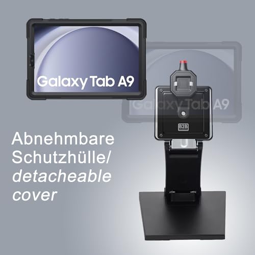 B2Bworkplace Tischständer kompatibel mit Samsung Galaxy Tab A9 - Tablethalterung mit Abnehmbarer Schutzhülle - höhenverstellbar & drehbar