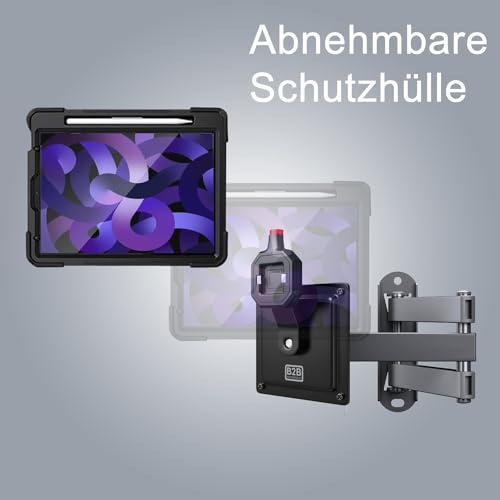 B2Bworkplace Wandhalterung kompatibel mit Apple iPad Air 11" (6./5./4. Generation) - Tablet Halterung mit abnehmbarer Schutzhülle - mit Schwenkarm und drehbar