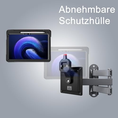 B2Bworkplace Wandhalterung kompatibel mit Xiaomi Pad 6 - Tablet Halterung mit Abnehmbarer Schutzhülle - mit Schwenkarm und drehbar